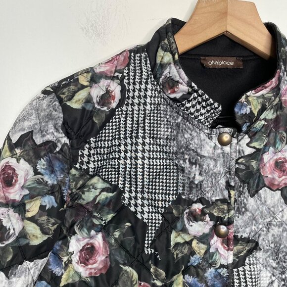 aNYplace Floral Quilted Bomber Jacket Women's Size Medium‎ - Picture 2 of 9